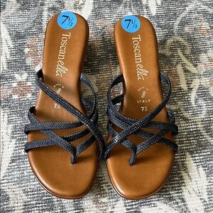 Women's Denim Rhinestone Sandals NWOT